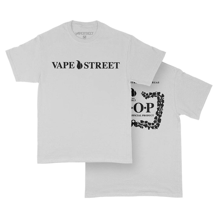 Vape Street White Black VSOP T-Shirt Front and Back