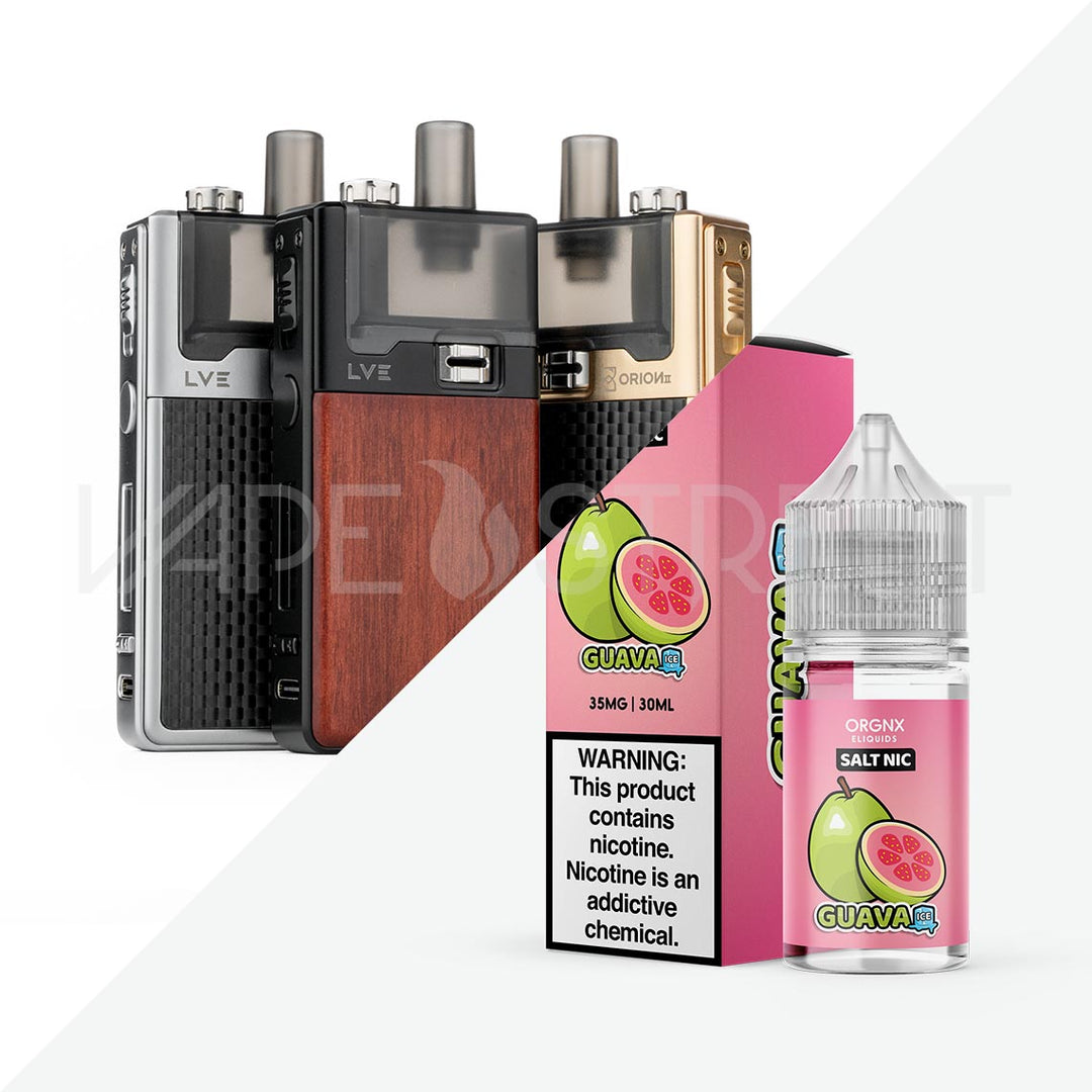 LVE Orion II and ORGNX Guava Ice Salt Nic Bundle