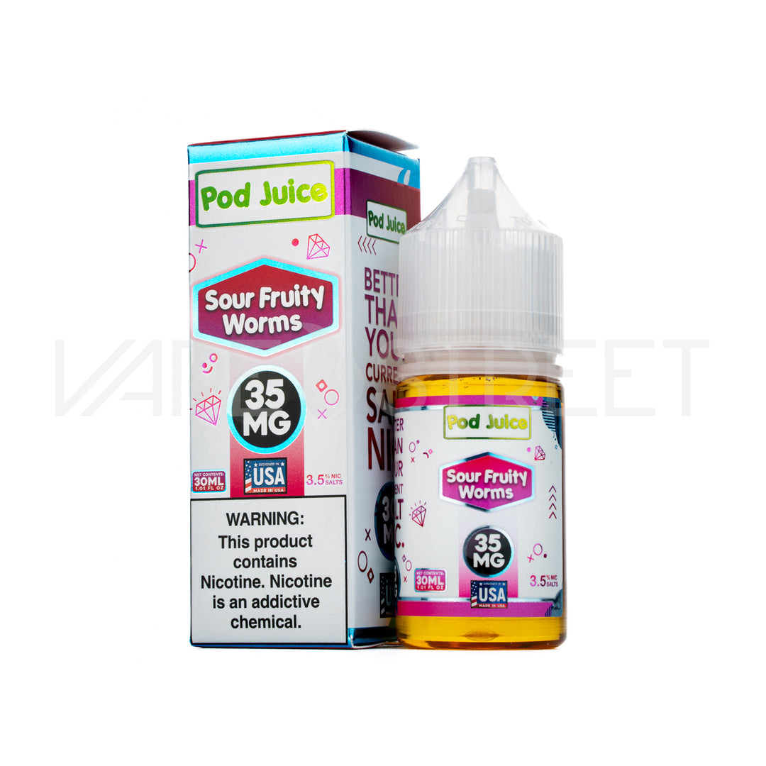 Pod Juice Salt Sour Fruity Worms 30mL Vape Juice
