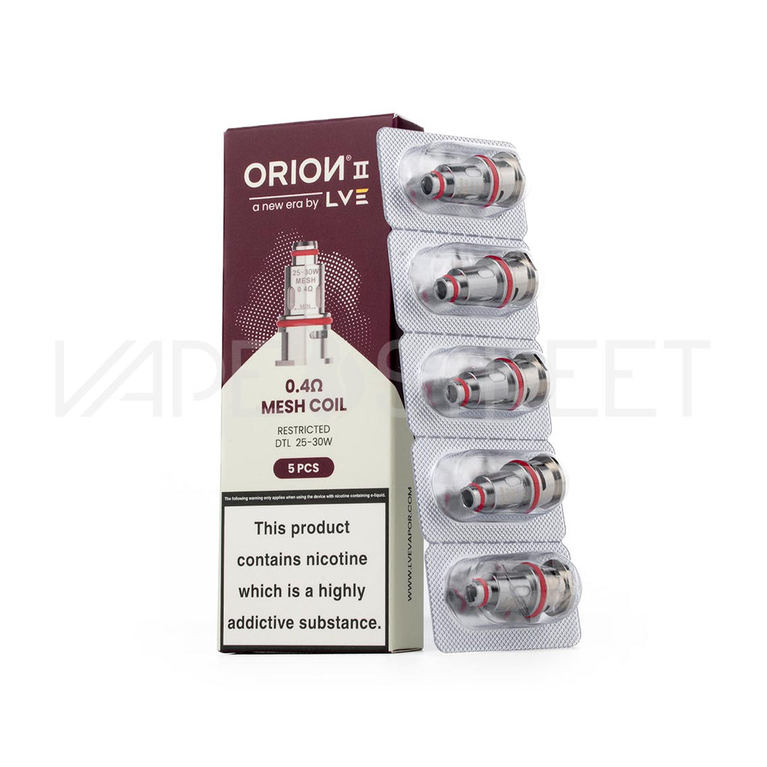 LVE Orion II Coil Replacements 5 Pack 0.4 ohm Mesh Coils 
