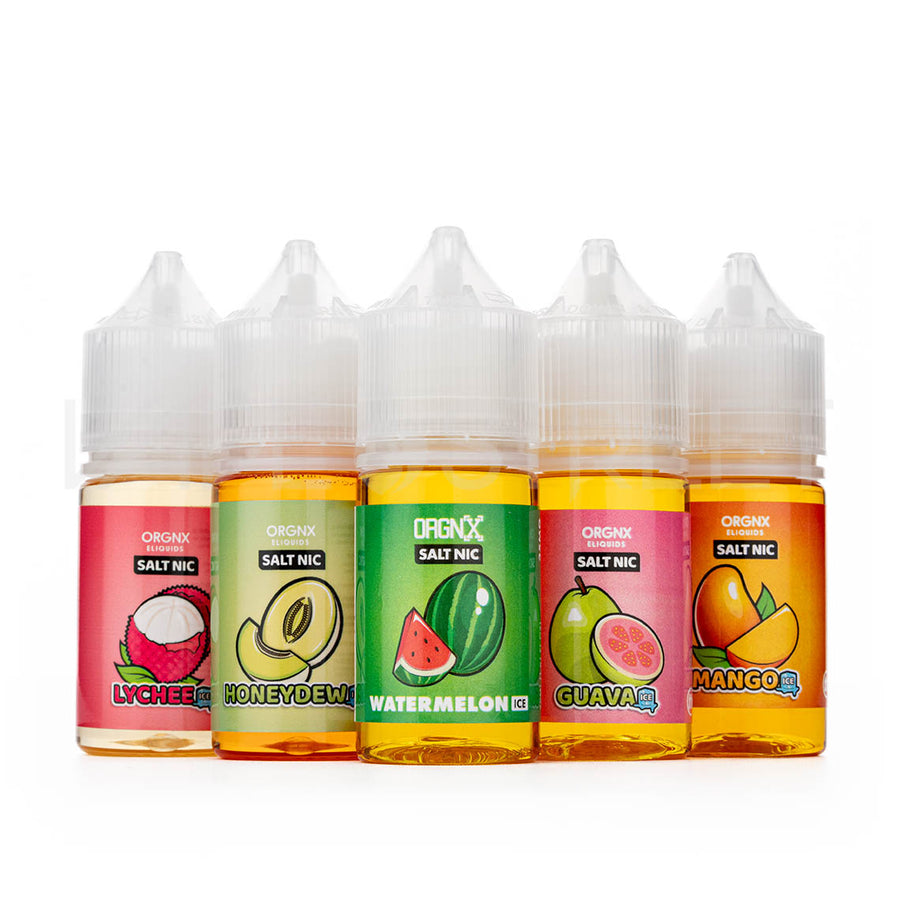 ORGNX Salt Nic Flavors: Lychee Ice, Honeydew Ice, Watermelon Ice, Guava Ice, Mango Ice