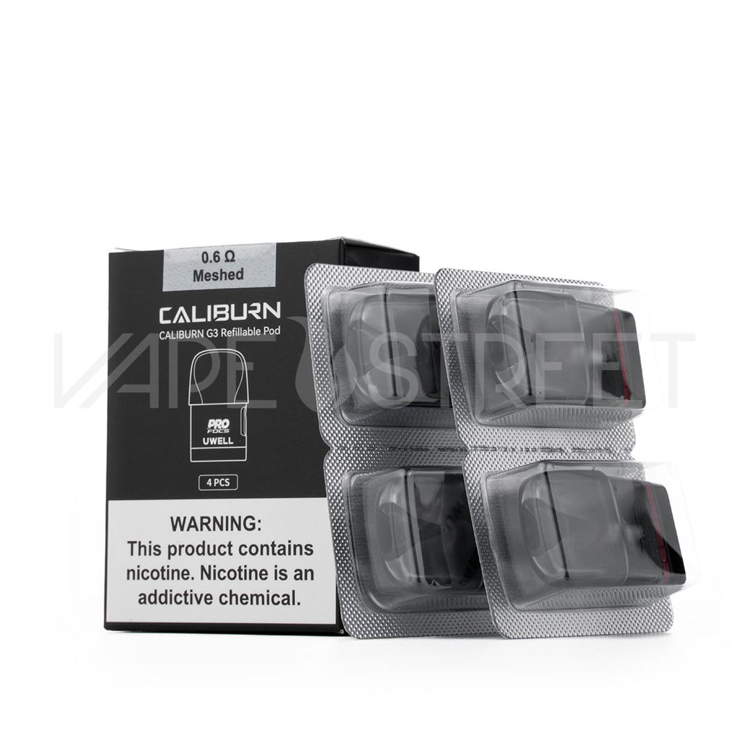 Uwell Caliburn G3 Replacement Pods - 4 Pack | Vape Street Uwell Caliburn G3 Replacement Pods - 4 Pack | Vape Street