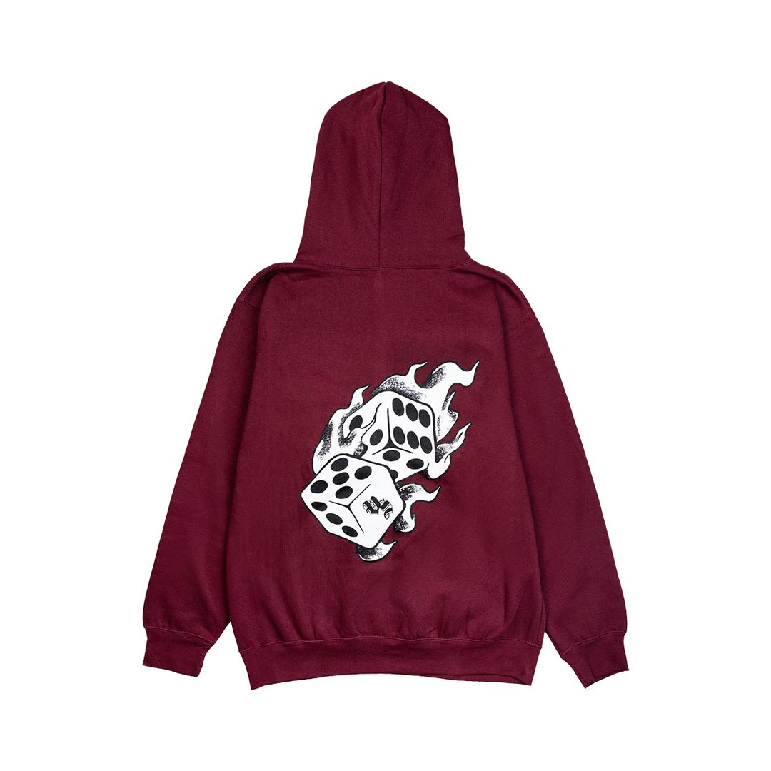 Vape Street Burgundy Fire Dice Hoodie
