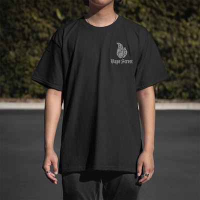 Vape Street Black Grey Paisley T-Shirt Front