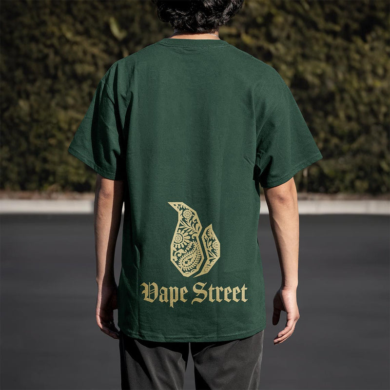 Vape Street Green Gold Paisley T-Shirt Back 
