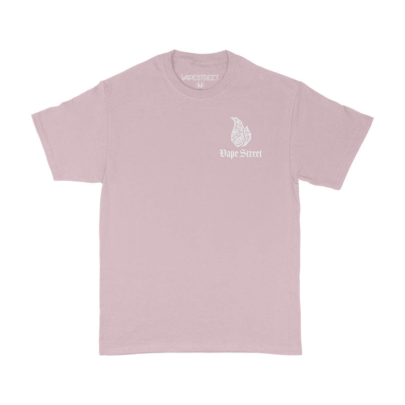 Vape Street Pink T-Shirt Front White Paisley Logo