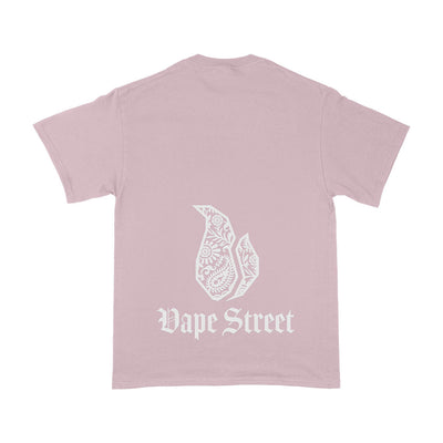 Vape Street Pink T-Shirt Back White Paisley Logo