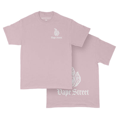 Vape Street Pink White Paisley T-Shirt Front & Back