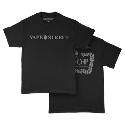 Vape Street Black Grey VSOP T-Shirt Front and Back