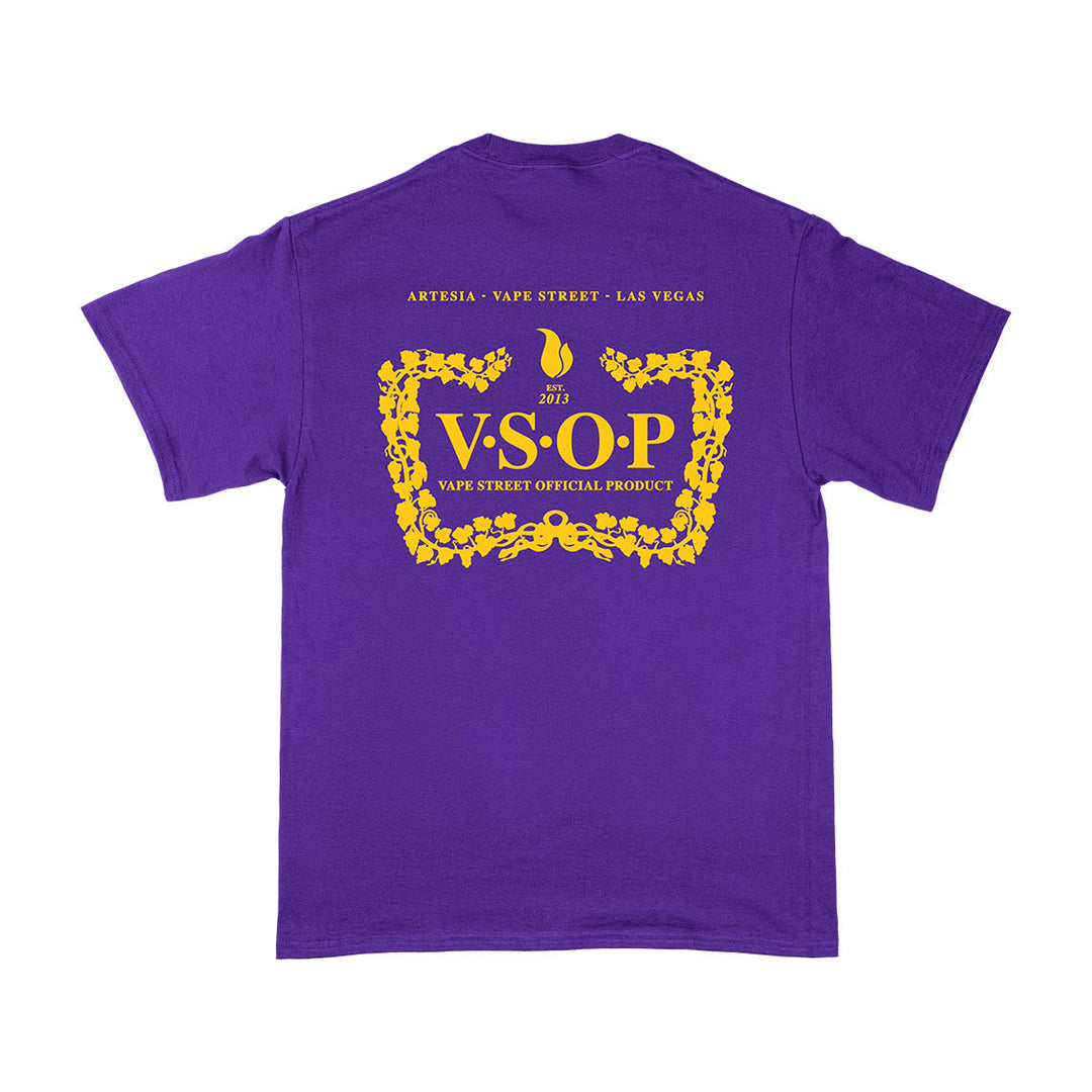 Vape Street Purple Yellow VSOP T-Shirt Back Design