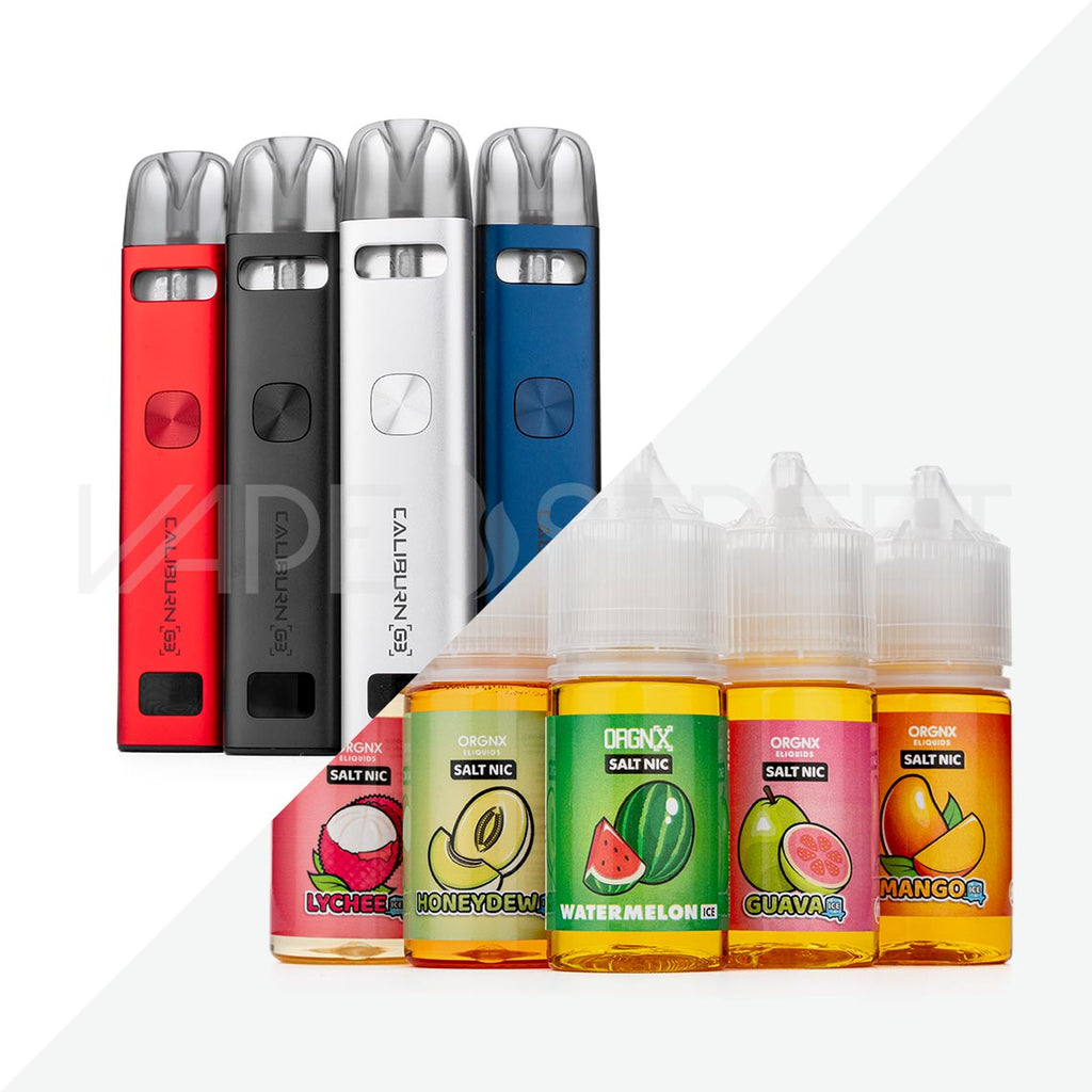 Uwell Caliburn G3 and ORGNX Salt Nic Bundle | Vape Steet Uwell Caliburn G3 and ORGNX Salt Nic Bundle | Vape Steet