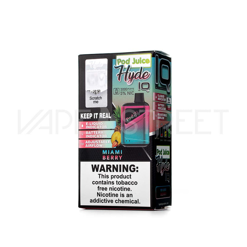 Pod Juice Hyde IQ Recharge Disposable Device 5000 Puffs Miami Berry