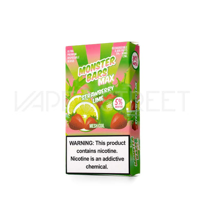 Monster Bars Max Disposable Device 6000 Puffs Strawberry Lime
