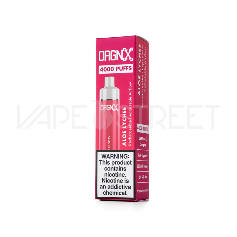 ORGNX Rechargeable Disposable Device 4000 Puffs Aloe Lychee
