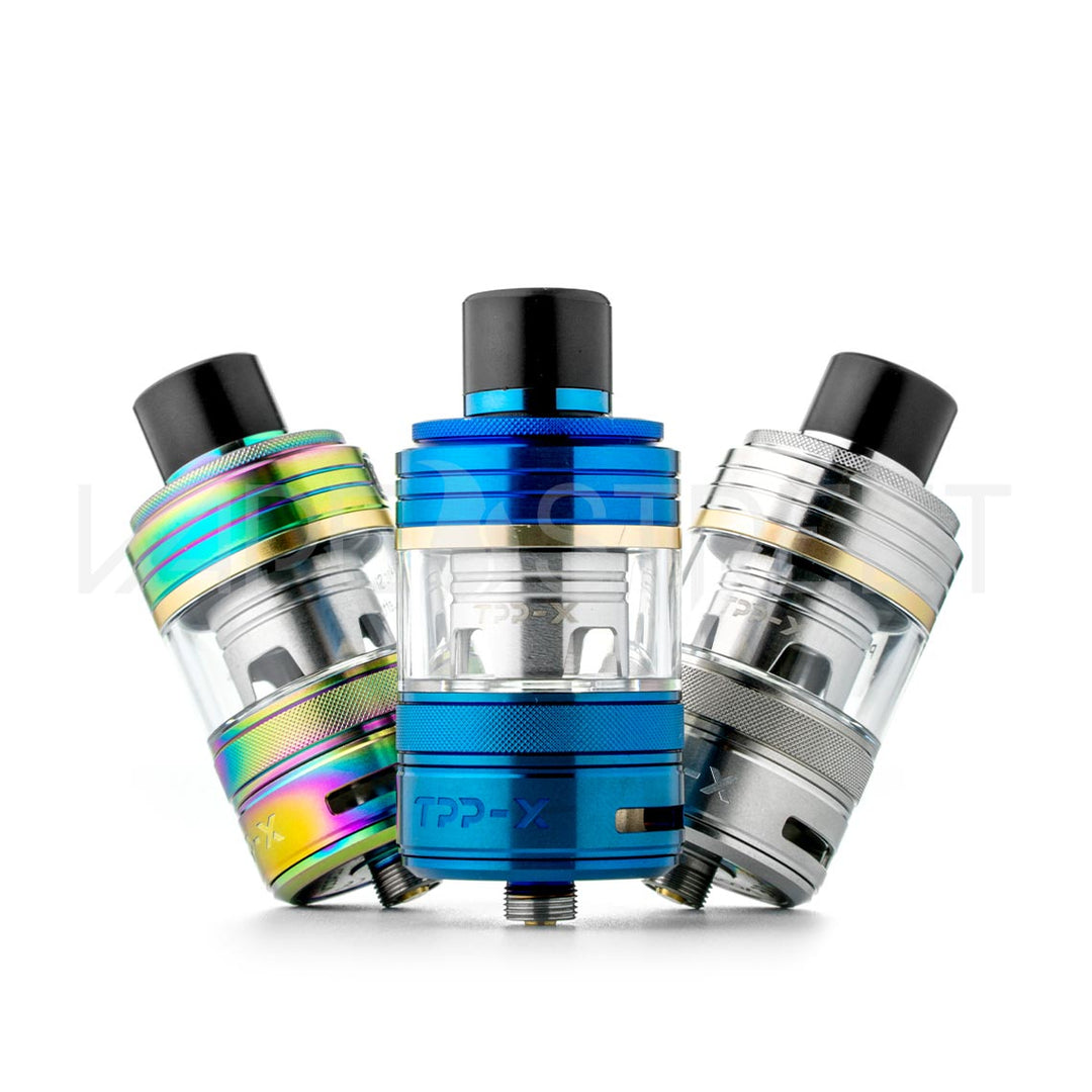 Voopoo TPP-X Pod Tank Blue, Rainbow, and Stainless
