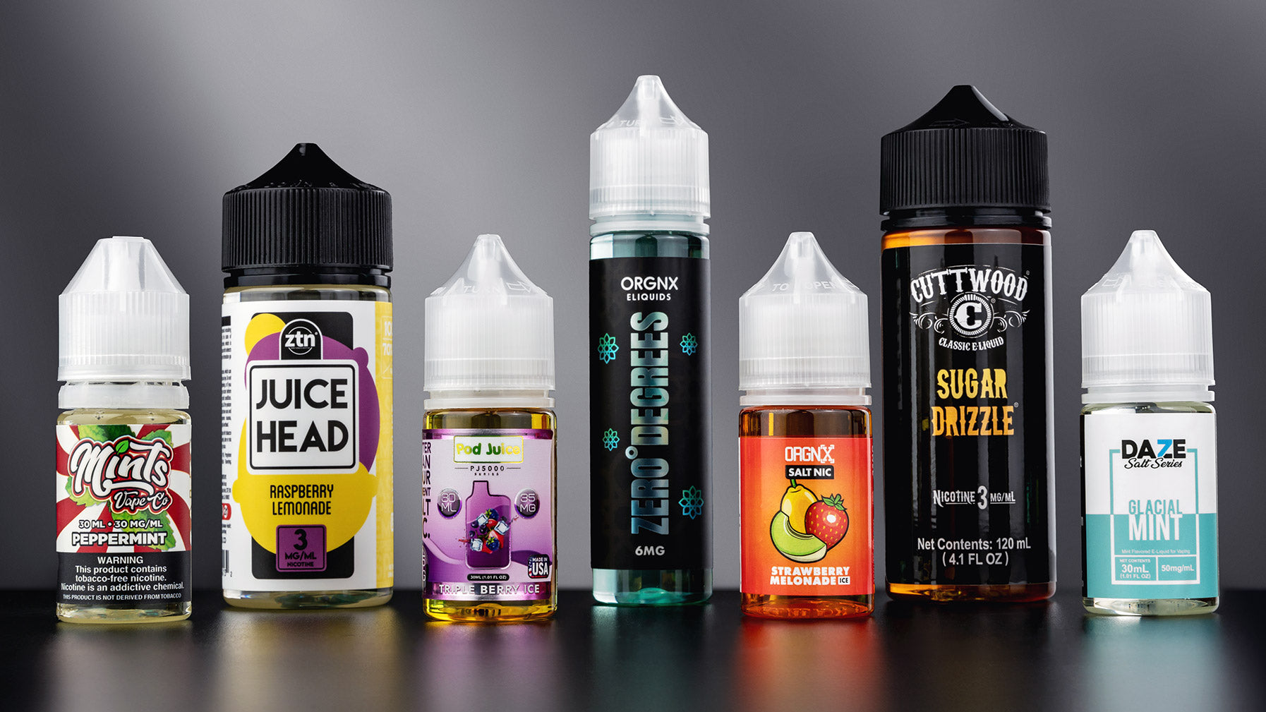 Best Vape Juice Flavors 2024: ORGNX Eliquids TFN Zero Degrees, Juice Head Raspberry Lemonade, Nitro's Cold Brew Coffee E-Liquid Vanilla Bean,Cuttwood Sugar Drizzle ,Naked 100 Tobacco American Patriots, ORGNX Strawberry Melonade Ice, NKD 100 TFN Salt Tobacco American Patriots, Pod Juice Salt PJ5000 Triple Berry, Mints Salts Peppermint, 7 Daze Salt Series Glacial Mint