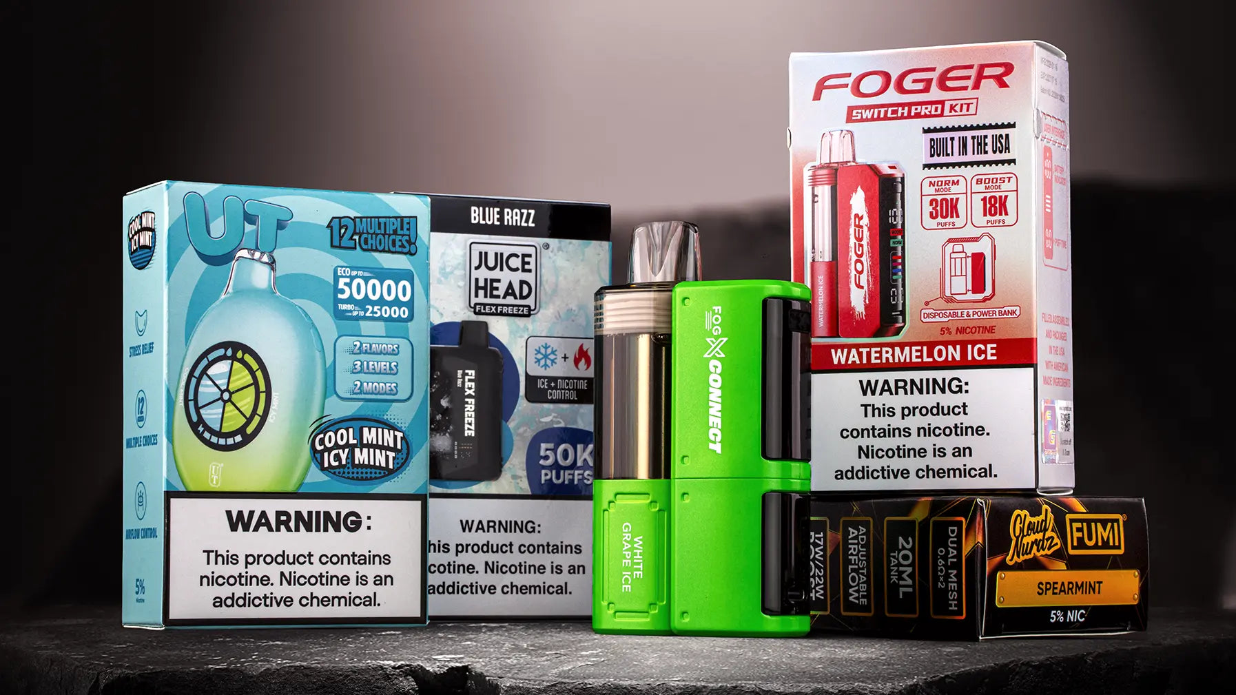 Vape Street Best Disposable Vapes 2026: FLUM UT, Juice Head Flex Freeze, FOG X Connect, Foger Switch Pro Kit, Cloud Nurdz Fumi