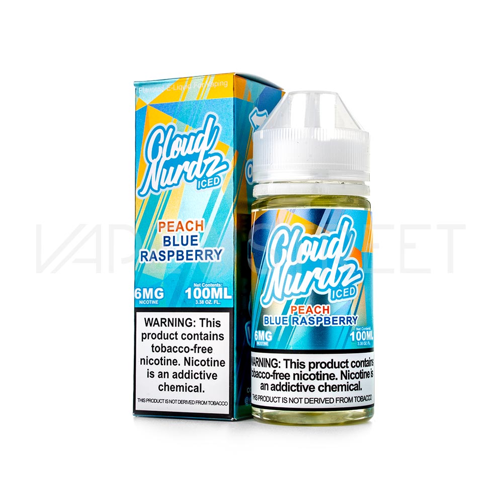 Cloud-Nurdz-Iced-Peach-Blue-Raspberry Cloud Nurdz TFN Iced Peach Blue Raspberry 100mL Vape Juice