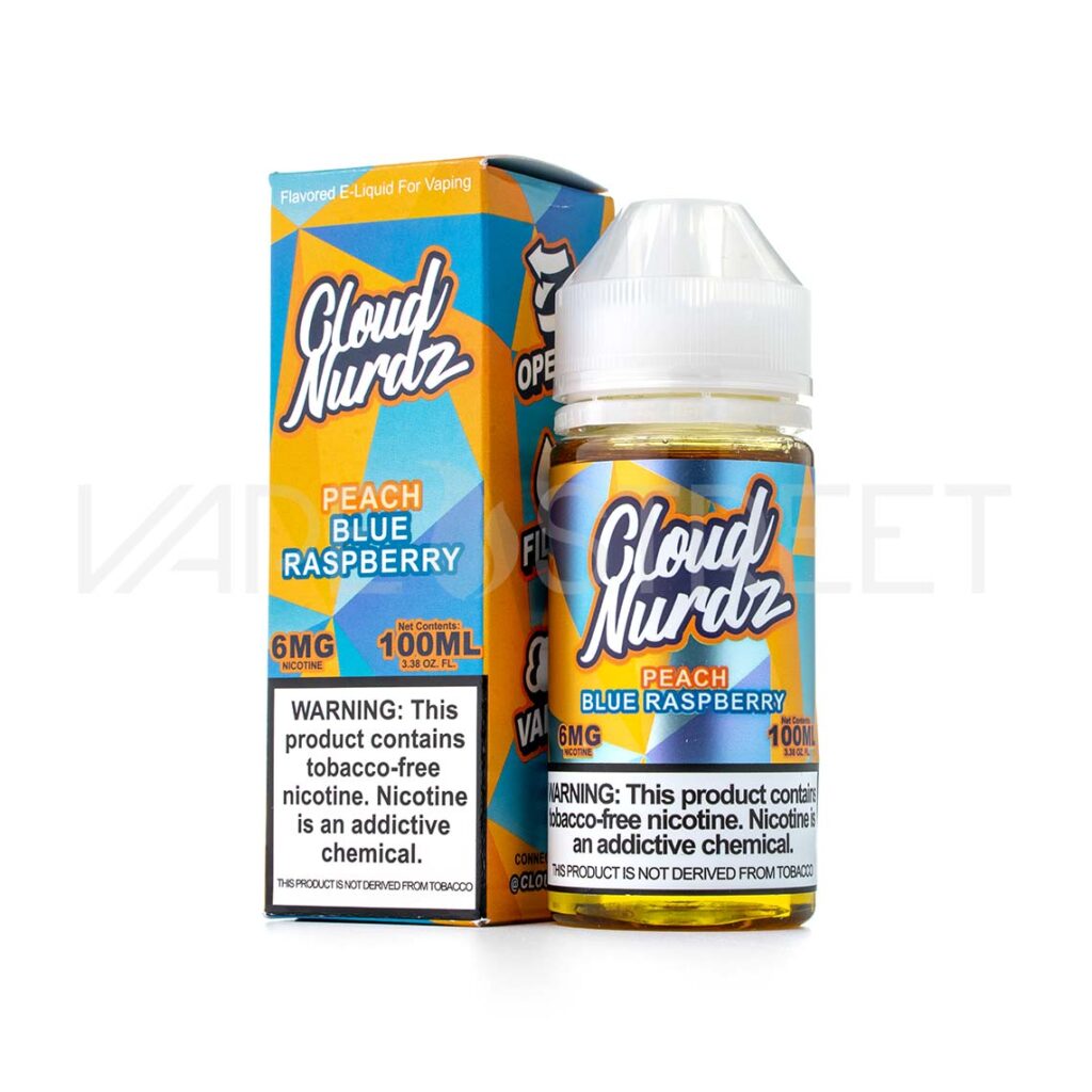 Cloud-Nurdz-TFN-Peach-Blue-Raspberry Cloud Nurdz TFN Peach Blue Raspberry 100ml Tobacco free nicotine
