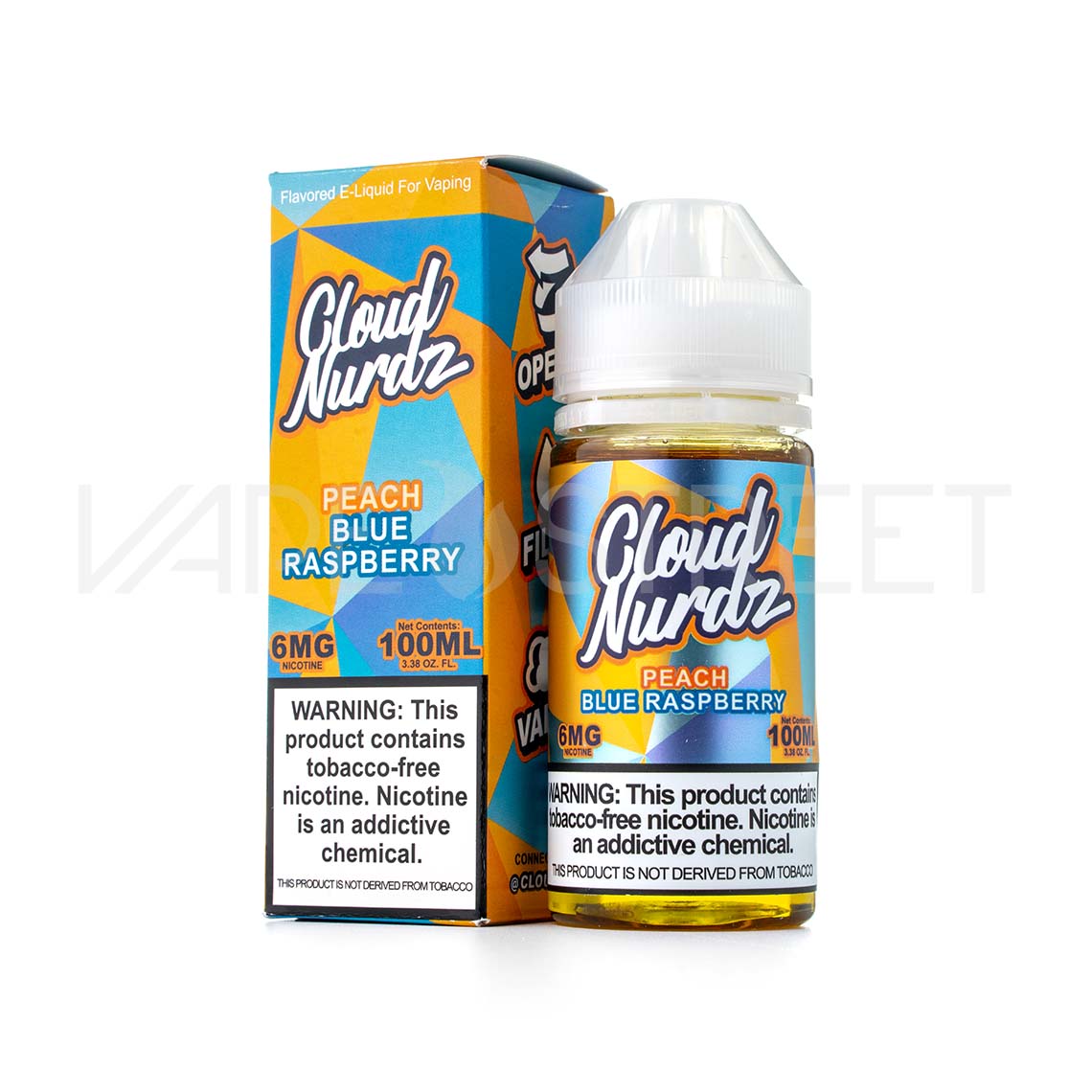 Cloud-Nurdz-TFN-Peach-Blue-Raspberry Cloud Nurdz TFN Peach Blue Raspberry 100ml Tobacco free nicotine