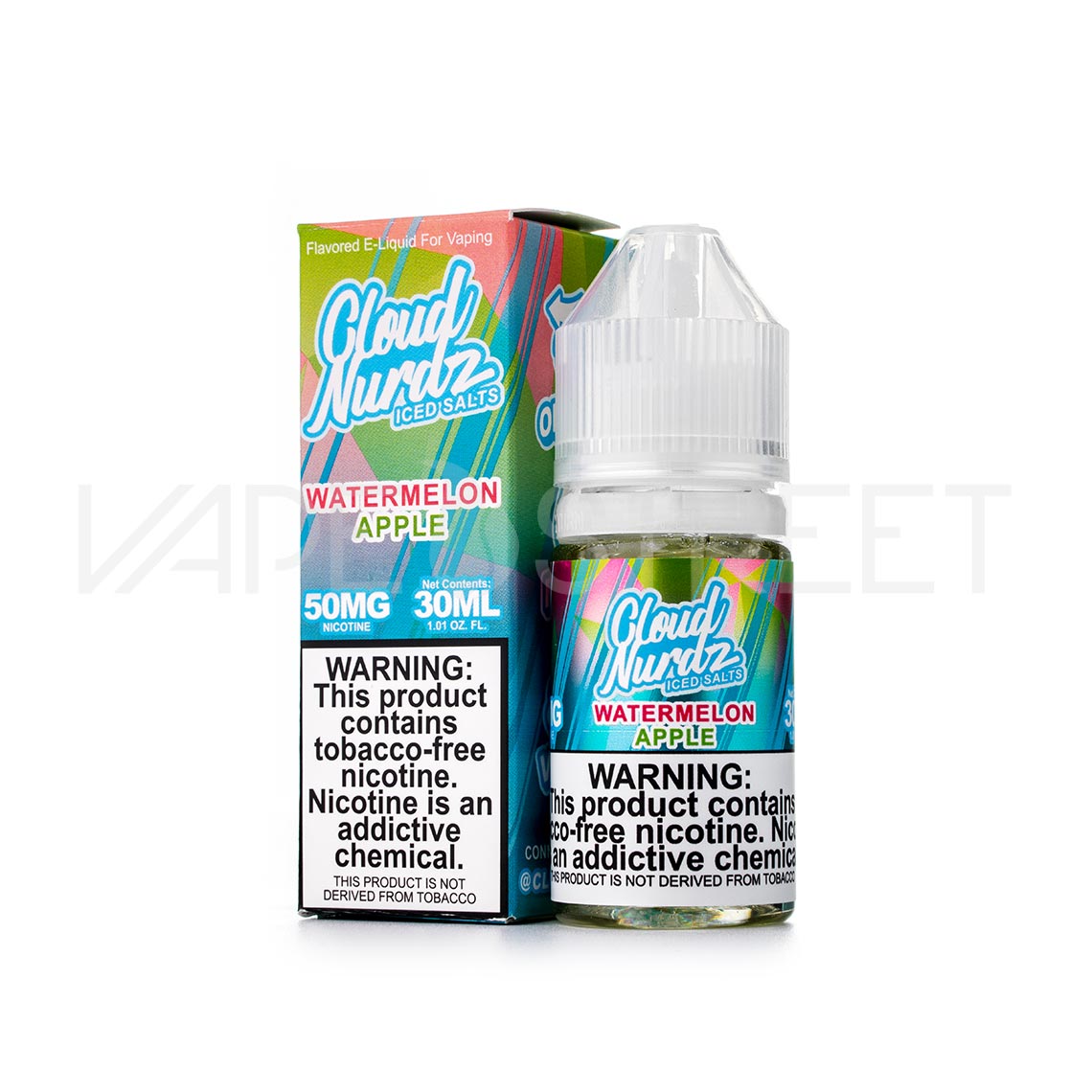 Cloud-Nurdz-TFN-Salts-Watermelon-Apple-Iced Cloud Nurdz TFN Salts Watermelon Apple Iced 30mL Vape Juice