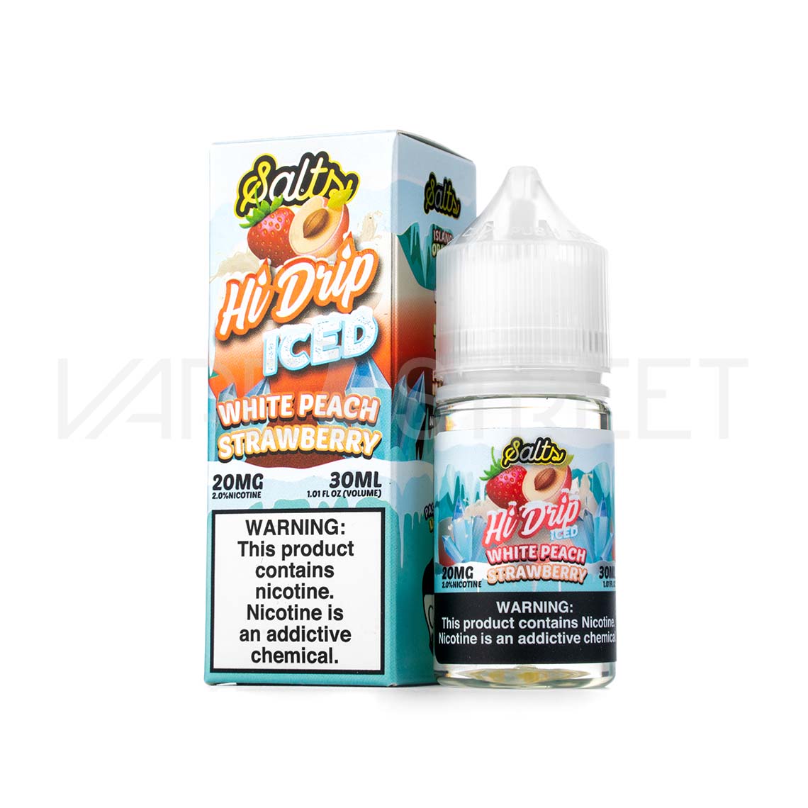 Hi-Drip-Salts-Iced-White-Peach-Strawberry Hi-Drip Salt White Peach Strawberry Iced 30ml