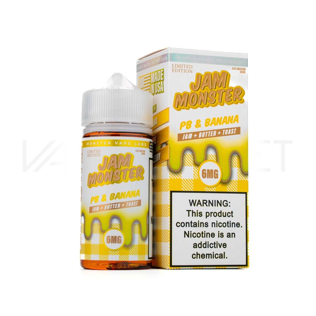 Monster-Vape-Labs-Jam-Monster-PB-Banana PB & Jam Monster Banana 100mL Vape Juice