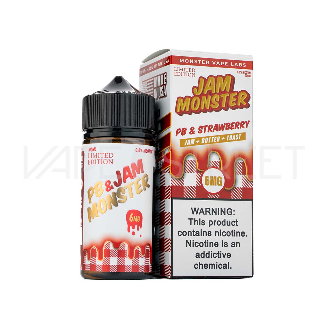 Monster-Vape-Labs-Jam-Monster-PB-Strawberry PB & Jam Monster Strawberry 100mL Vape Juice