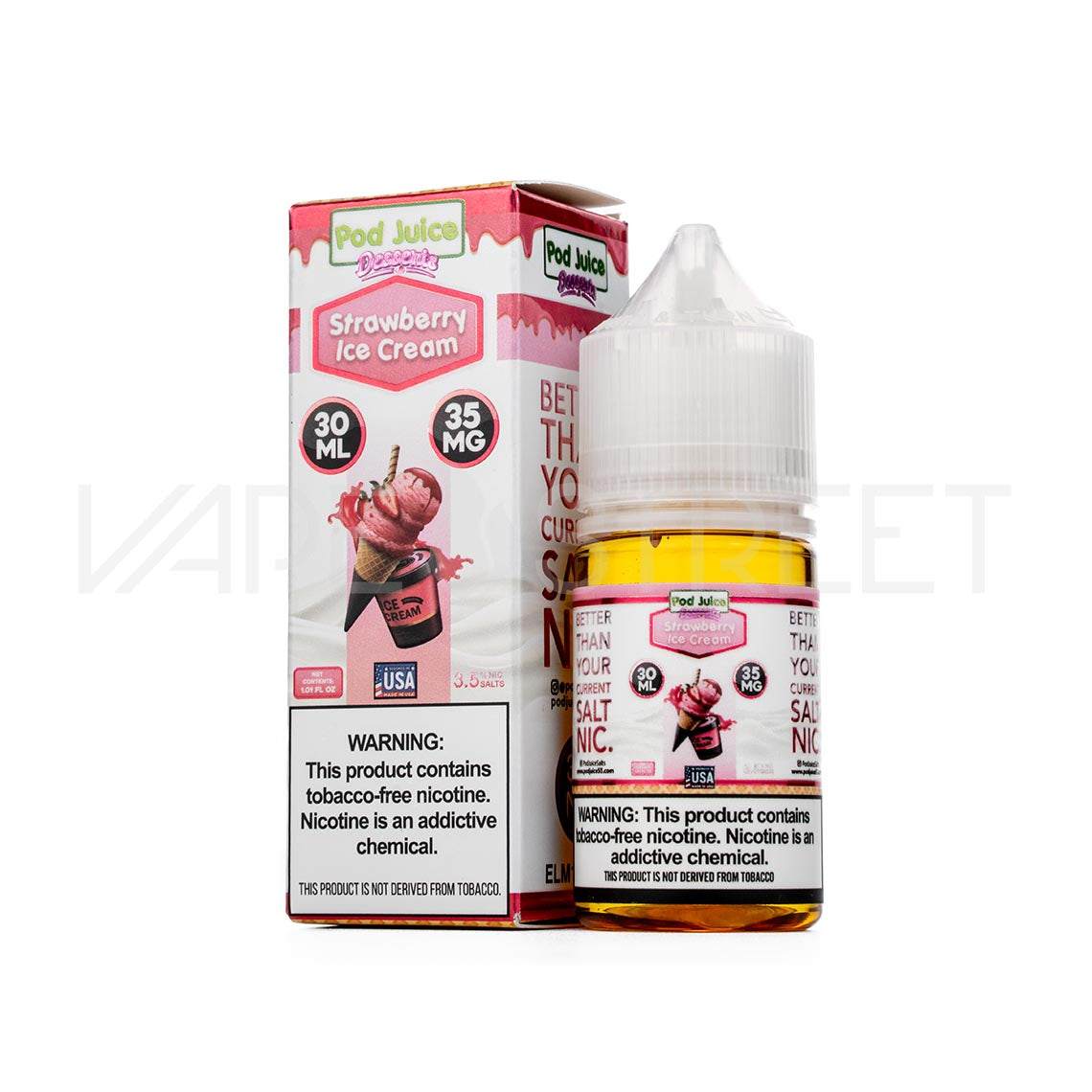 Pod-Juice-Salt-Desserts-Strawberry-Ice-Cream Pod Juice Salt Desserts Strawberry Ice Cream 30mL Vape Street