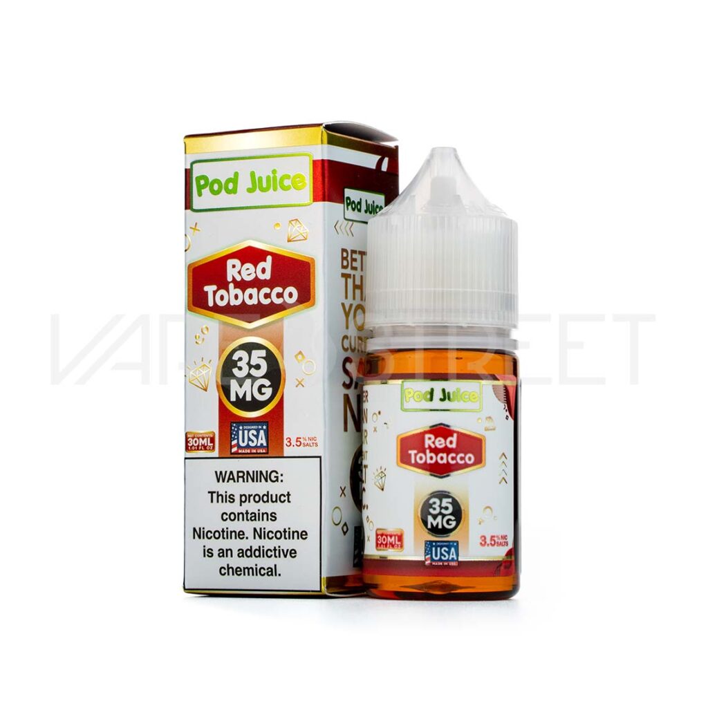 Pod-Juice-Salt-Red-Tobacco Pod Juice Salt Red Tobacco 30mL Vape Juice