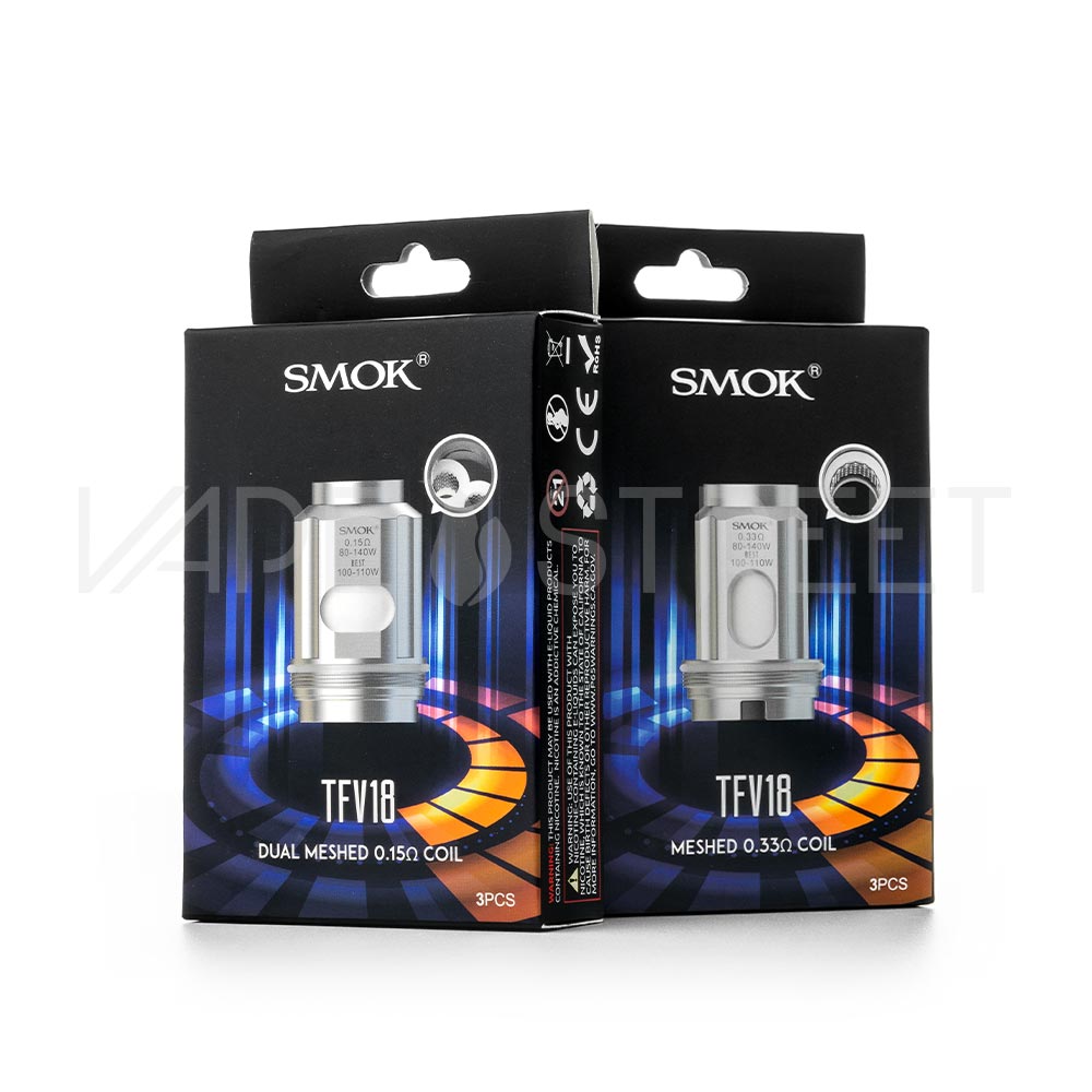 SMOK-TFV18-Replacement-Coils SMOK TFV18 Replacement Coils 0.15ohm Dual Meshed Coil & 0.33ohm Meshed Coil