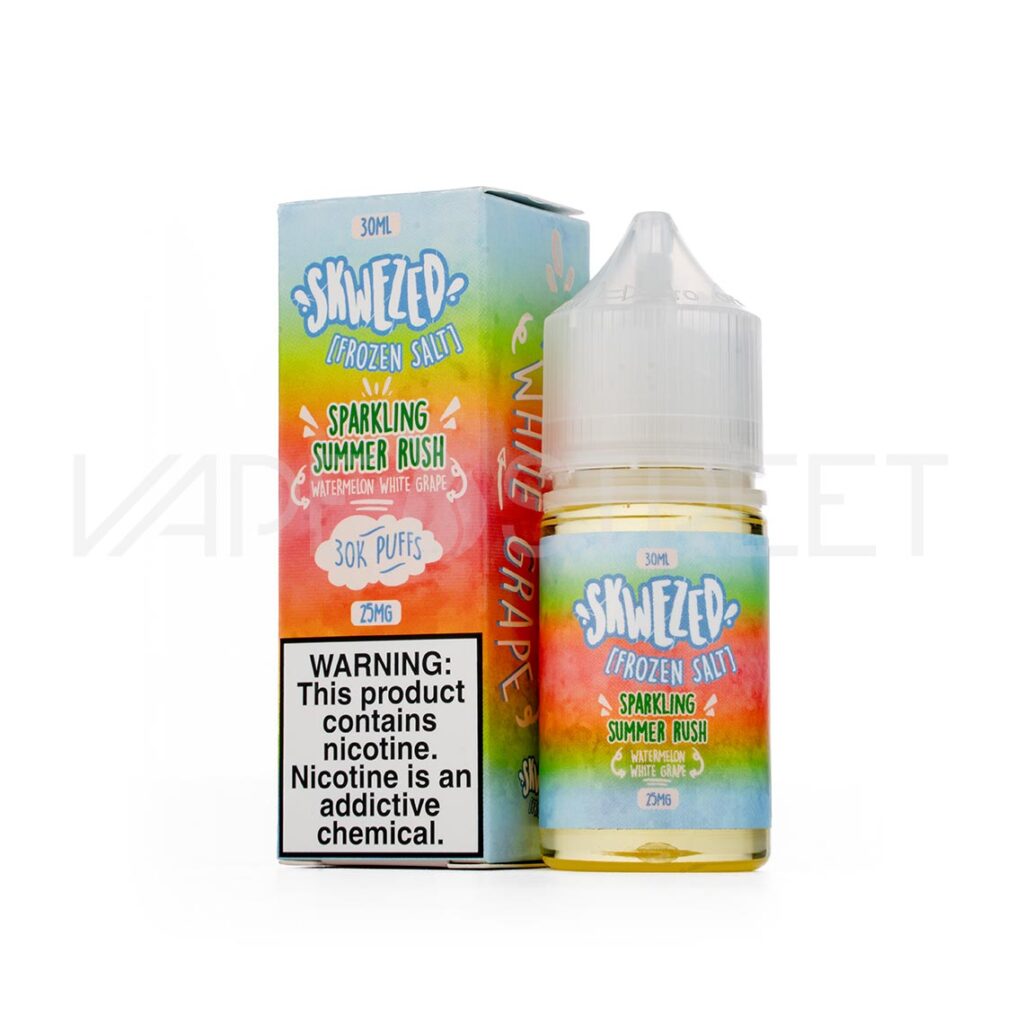 Skwezed-Salt-Sparkling-Summer-Rush-Watermelon-White-Grape-Frozen Skwezed Frozen Salt Sparkling Summer Rush Watermelon White Grape 30mL Vape Juice
