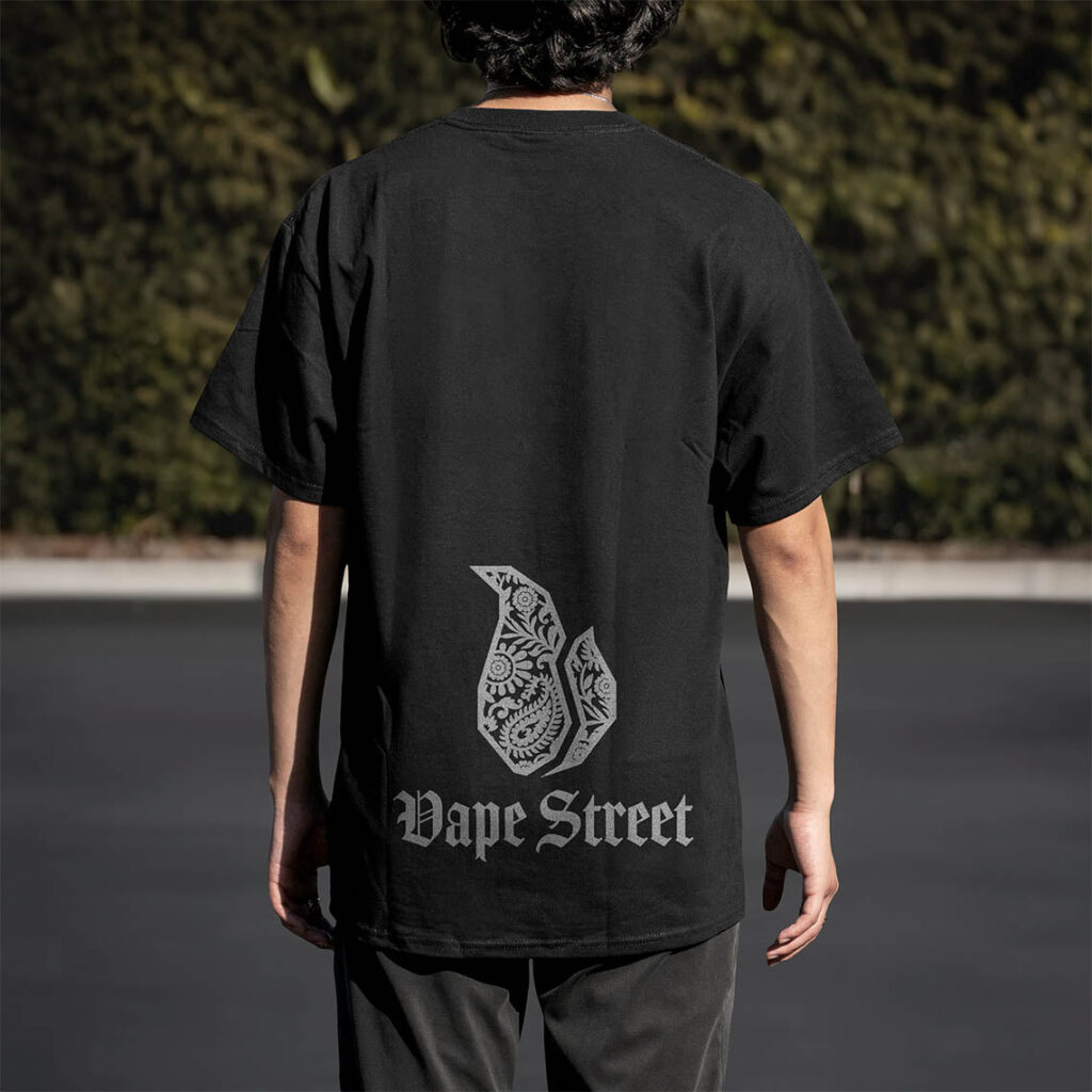 Vape Street Black Grey Paisley T-Shirt Back