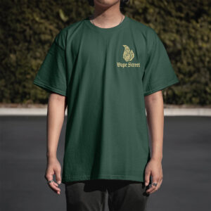 Vape-Street-TShirt-Paisley-Green-Gold-03 Vape Street Green Gold Paisley T-Shirt Front