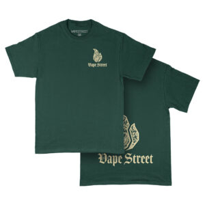 Vape-Street-TShirt-Paisley-Green-Gold-Main Vape Street Green Gold Paisley T-Shirt Front & Back