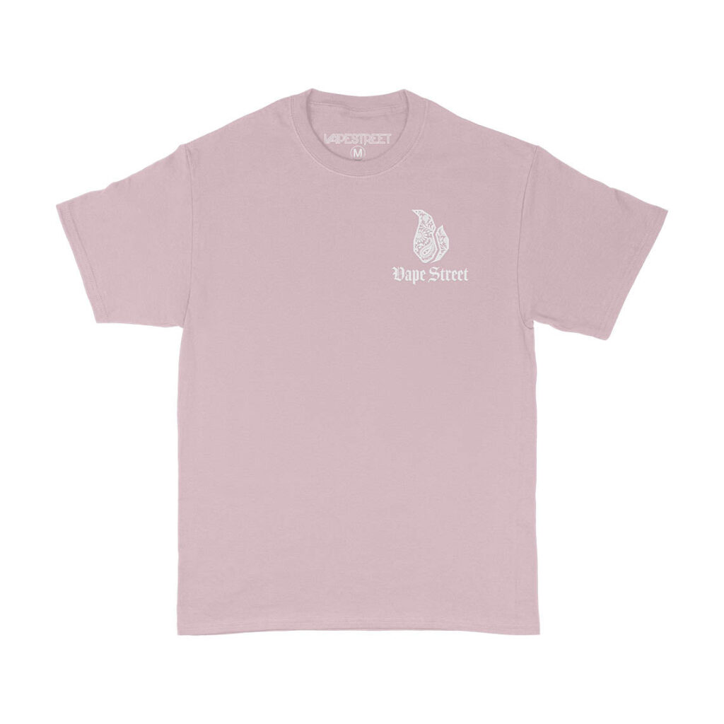 Vape Street Pink T-Shirt Front White Paisley Logo