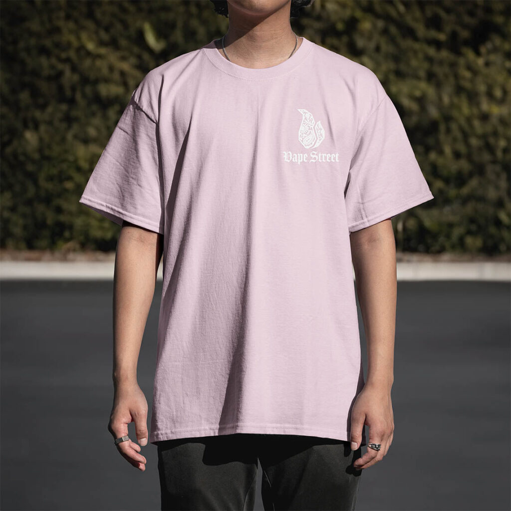 Vape Street Pink White Paisley T-Shirt Front