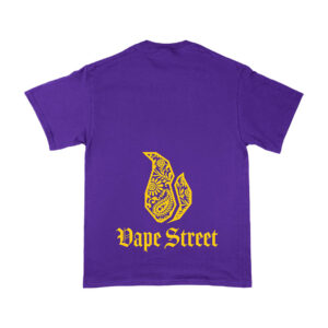 Vape-Street-TShirt-Paisley-Purple-Yellow-02 Vape Street Purple T-Shirt Back Yellow Paisley Logo