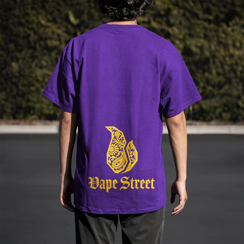 Vape-Street-TShirt-Paisley-Purple-Yellow-04 Vape Street Purple Yellow Paisley T-Shirt Back
