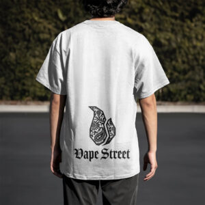 Vape-Street-TShirt-Paisley-WhiteBlack-04 Vape Street White Black T-Shirt Model Back