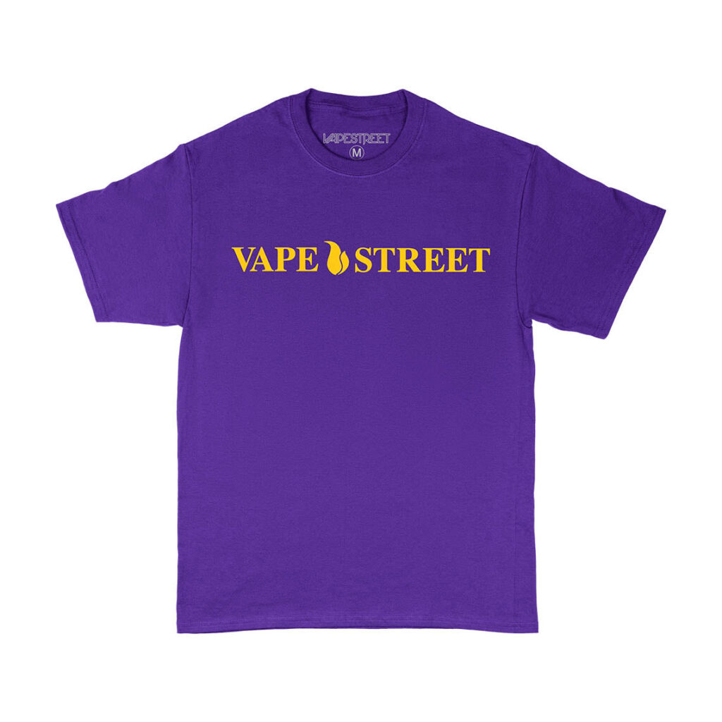 Vape-Street-TShirt-VSOP-Purple-Yellow-01 Vape Street Purple Yellow VSOP T-Shirt Front Design